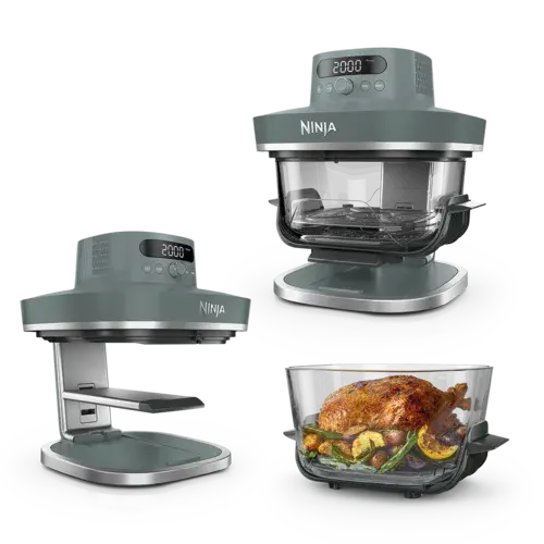 Airfryer Ninja CRISPi PRO XL 7 in 1 AS101, 2050W, 5.7 l, recipient sticla, albastru